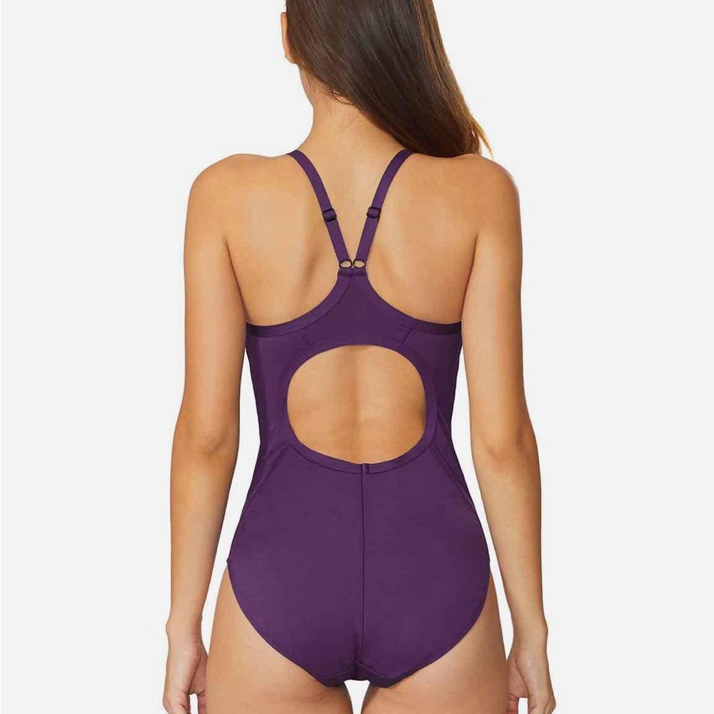 Baleaf Womens Swimsuit 34 Small Adjustable Strap One Piece Swimsuit Grape Royale - Picture 2 of 11